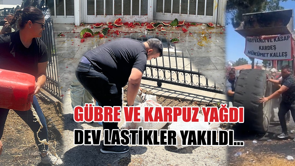 Bakanlık Bahçesine Gübre ve Karpuz Yağdı, Dev Lastikler Yakıldı
