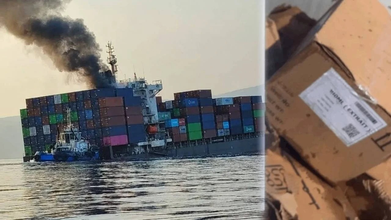 Bombalanan gemiden düşen konteynırları yağmaladılar