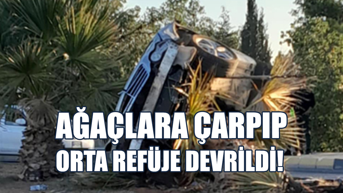 Lefkoşa’da İki Araç Çarpıştı, Bir Araç Refüje Devrildi