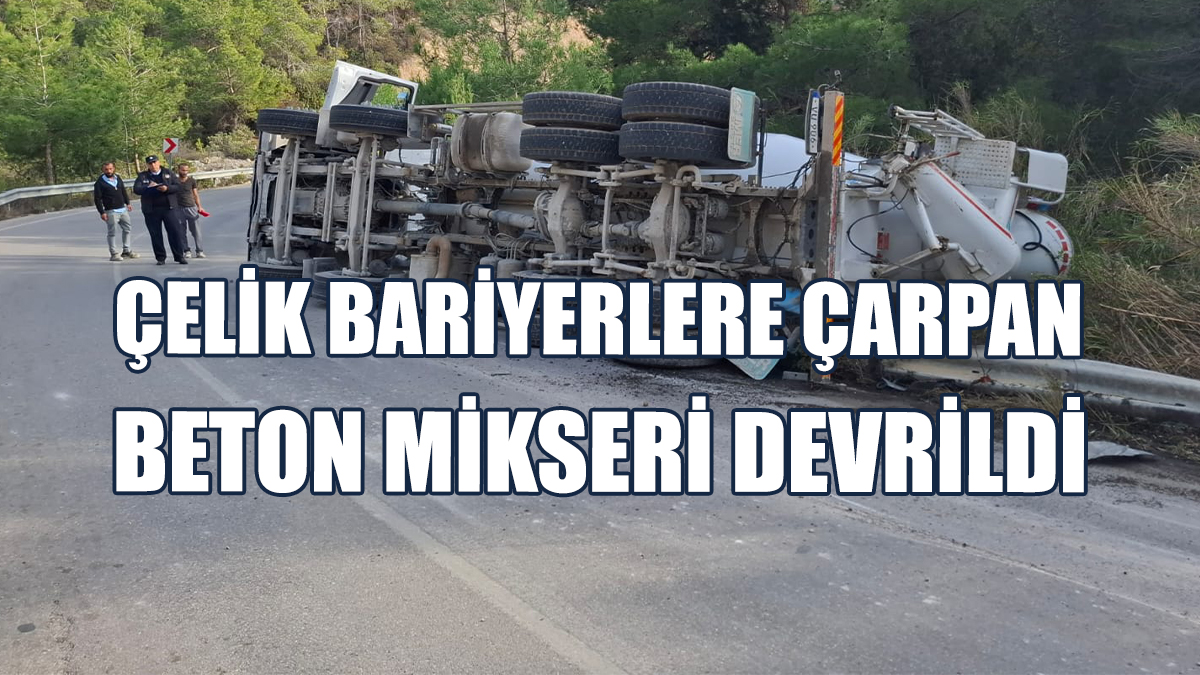 Tatlısu-Geçitkale Ana Yolunda Beton Mikseri Devrildi