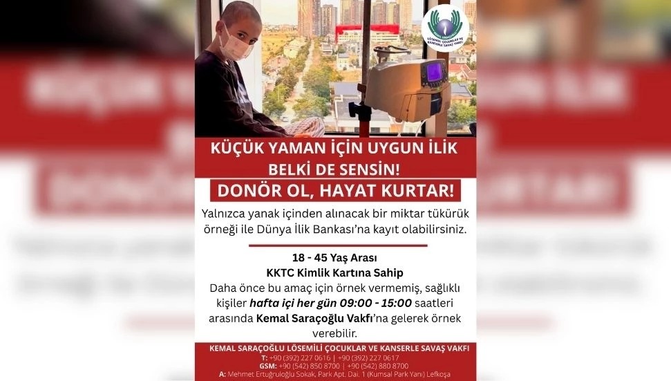 Küçük Yaman için ilik donörü çağrısı!