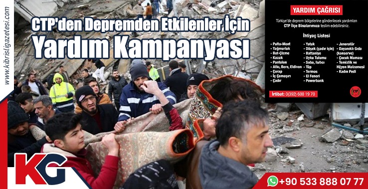 CTP'den Depremden Etkilenler İçin Yardım Kampanyası