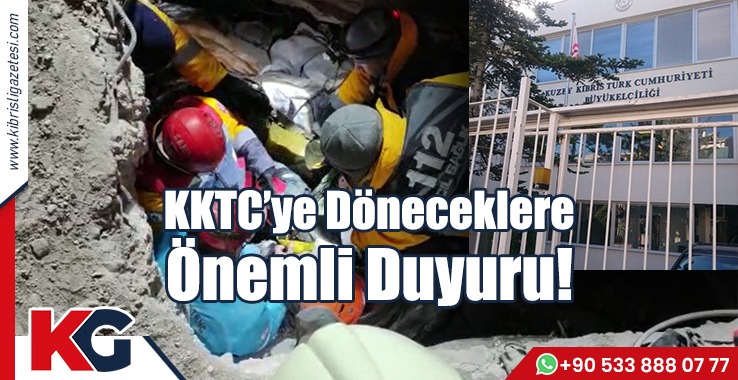 KKTC’ye Döneceklere Önemli Duyuru!