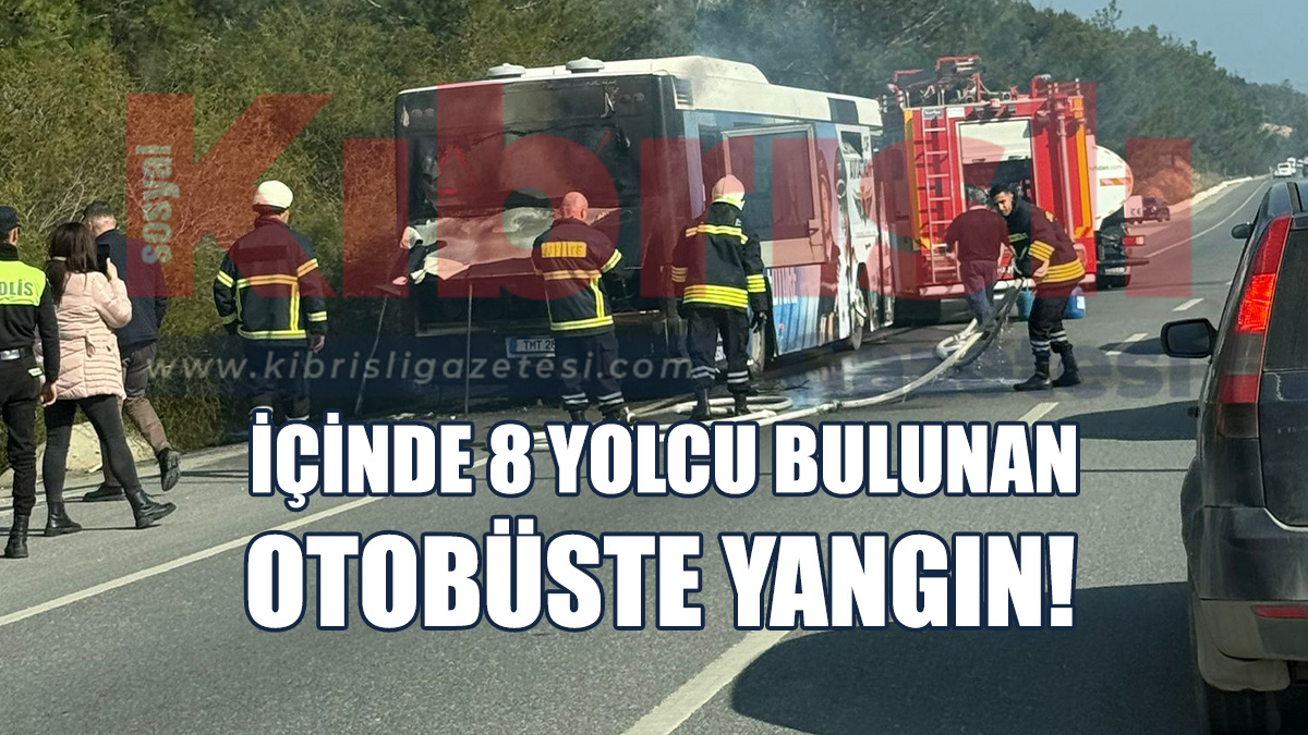 Lefkoşa-Girne Anayolunda Otobüs Yangını!