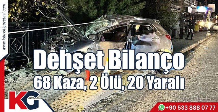 Dehşet Bilanço: 68 Kaza, 2 Ölü, 20 Yaralı