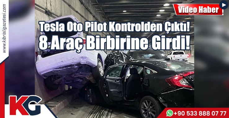 Tesla Oto Pilot Kontrolden Çıktı! 8 Araç Birbirine Girdi!