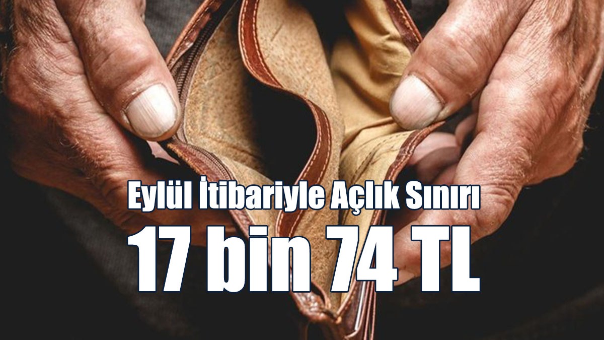 Eylül 2023 Tarihi İtibariyle Açlık Sınırı 17 bin 74 TL