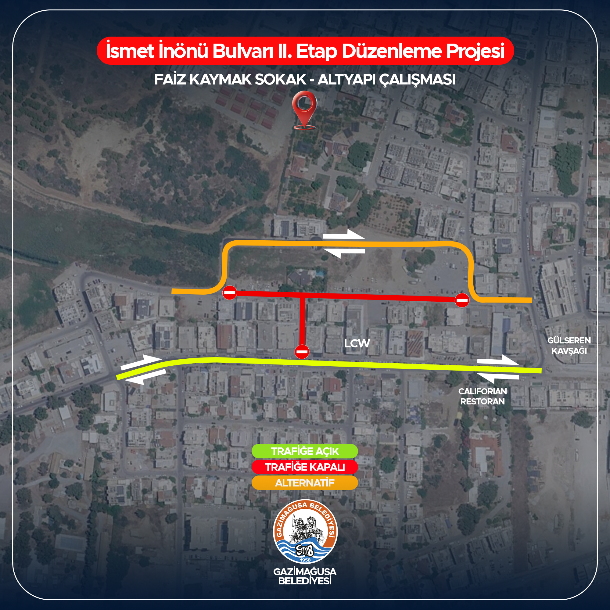 Gazimağusa'da bir sokak 3 gün trafiğe kapalı!