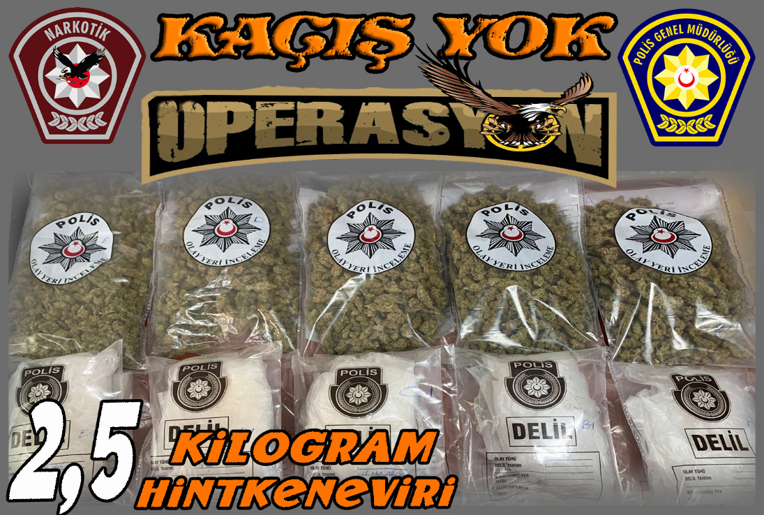 Polis 2.5 kilo uyuşturucu ele geçirdi