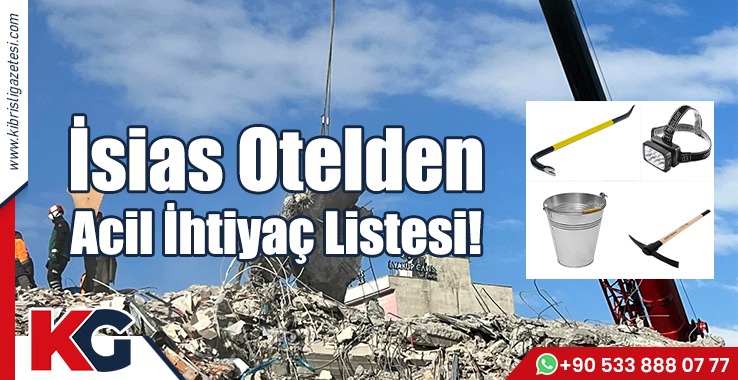 İsias Otelden Acil İhtiyaç Listesi!