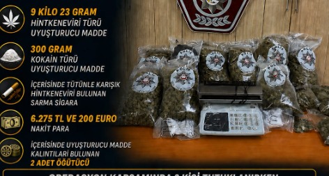Hedef Operasyonu’nda 9 kilo hintkeneviri ve kokain ele geçirildi