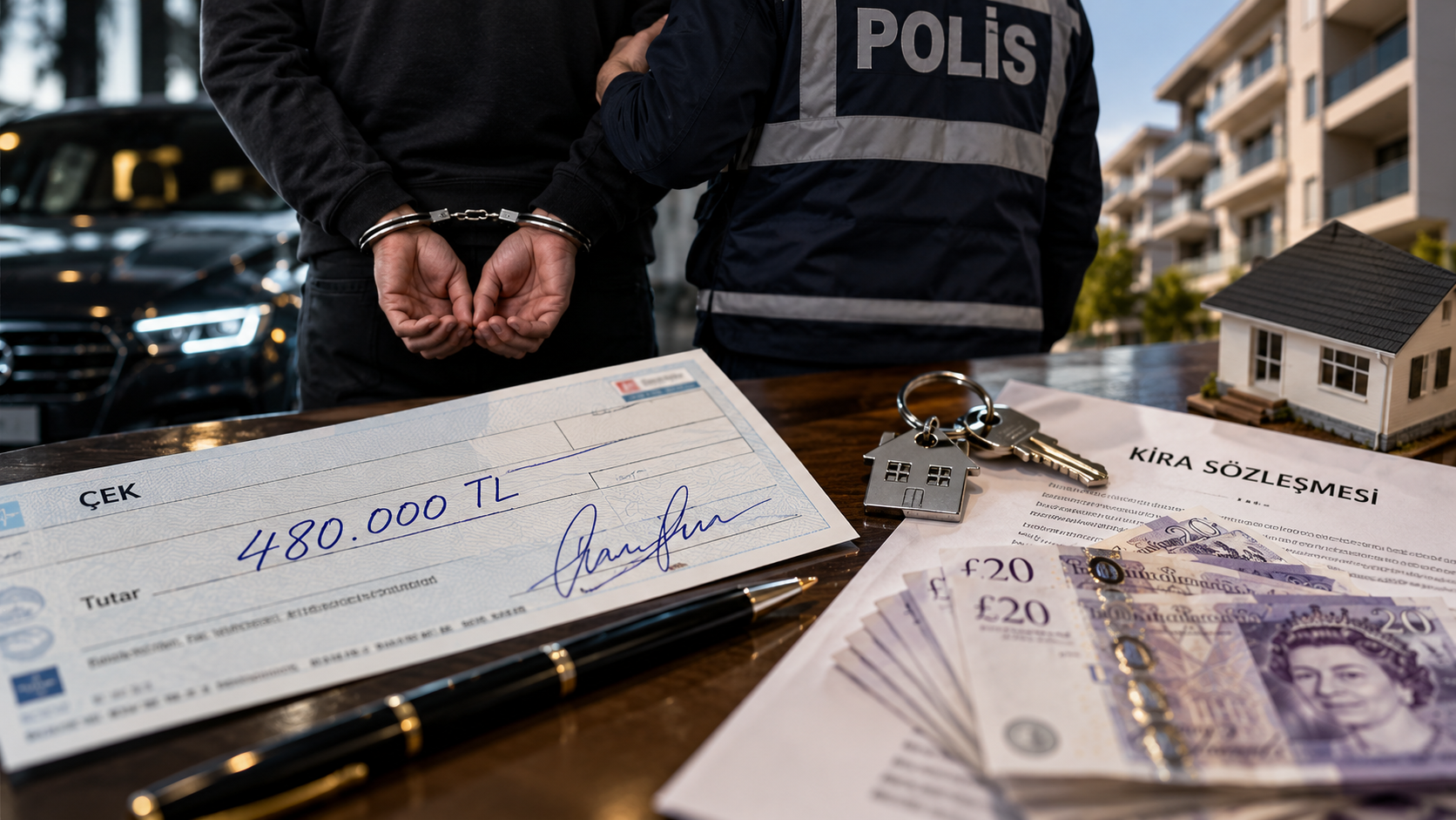 480 bin TL’lik çek ve 1.200 sterlinlik dolandırıcılık iddiası