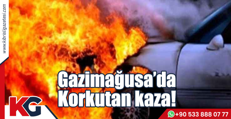 Araç Çarpmanın Etkisiyle Alev Aldı!