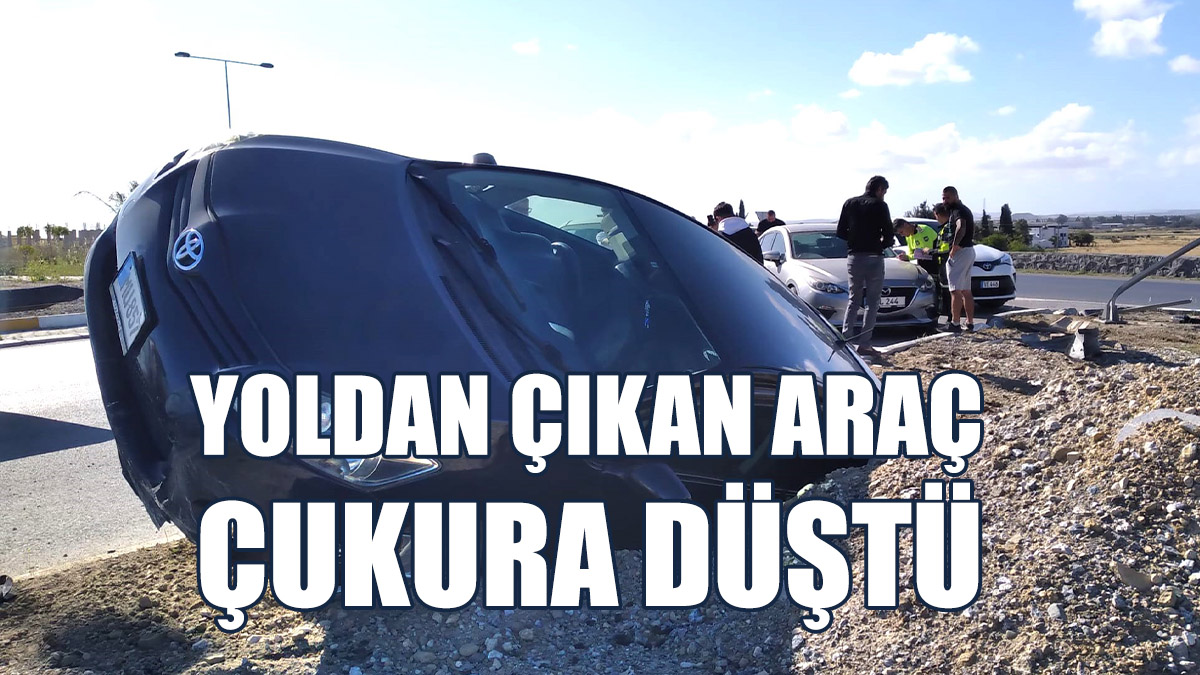 Yoldan Çıkan Araç Çukura Düştü