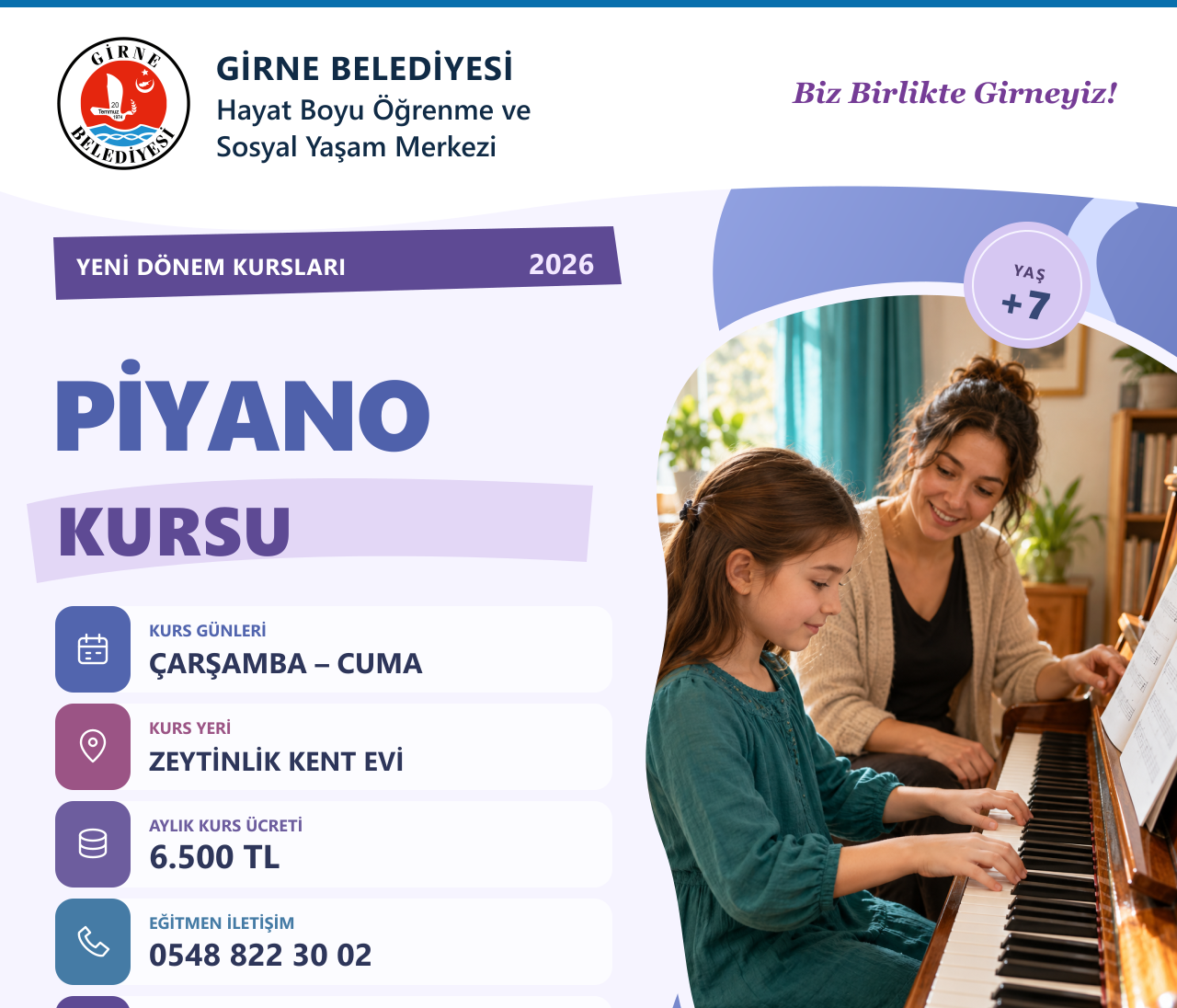 Girne Belediyesi yeni dönem müzik kurs kayıtları başladı