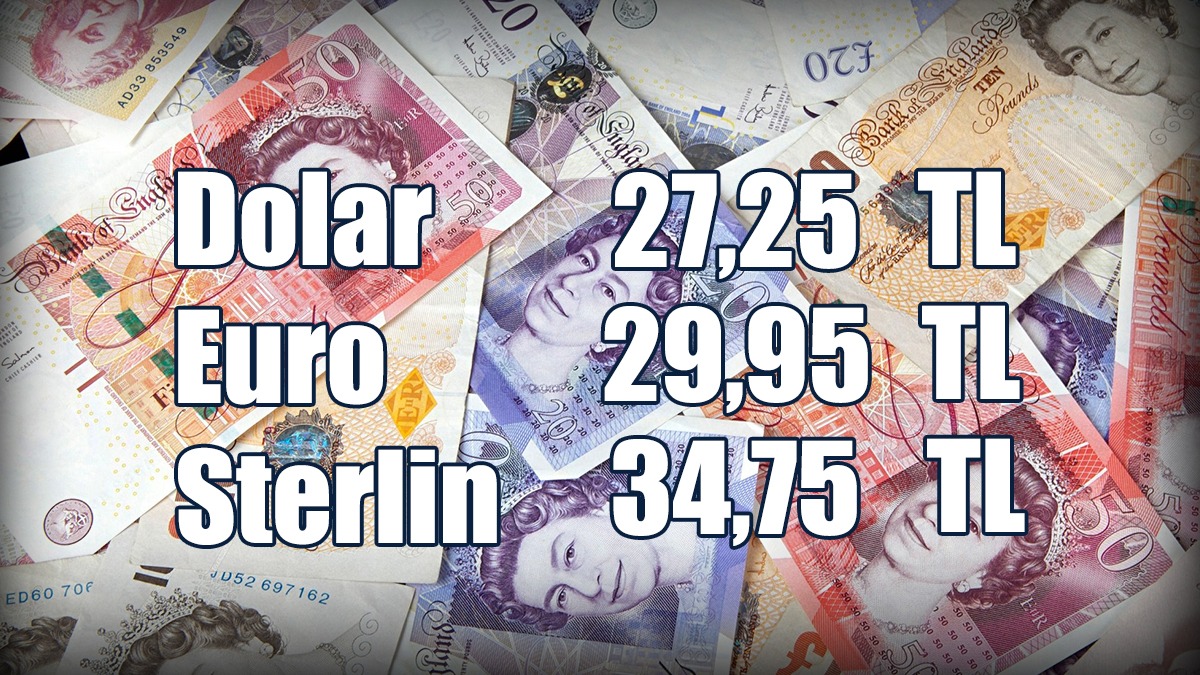 Euro 29,95 sterlin 34,75, dolar 27,25 liradan işlem görüyor