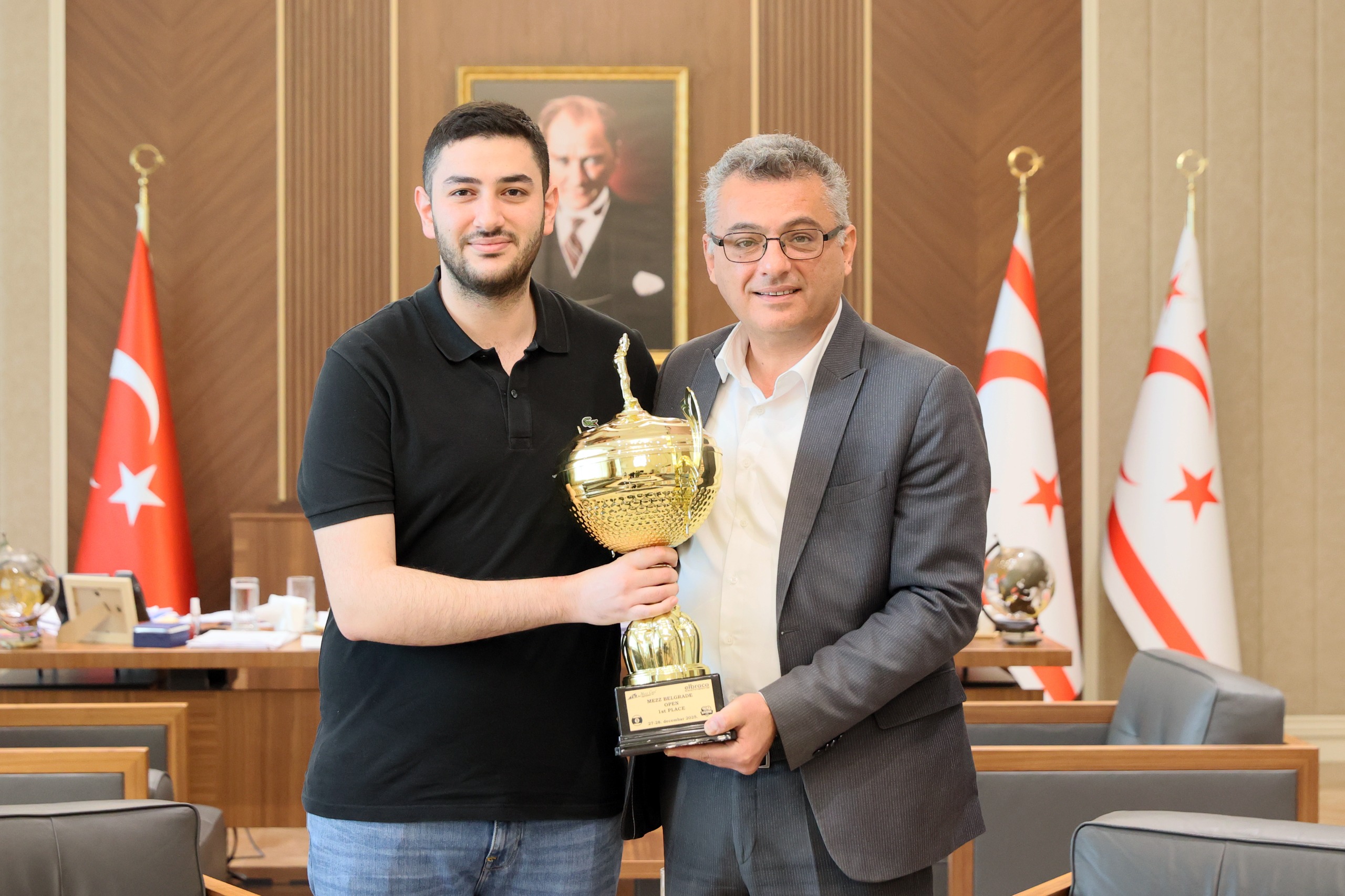 Erhürman, milli bilardocu Mustafa Alnar’ı kabul etti