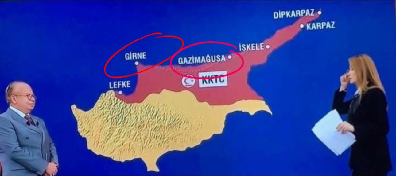 Kıbrıs haritasında skandal hata: Lefkoşa ve Güzelyurt yok, Erenköy Güney’de