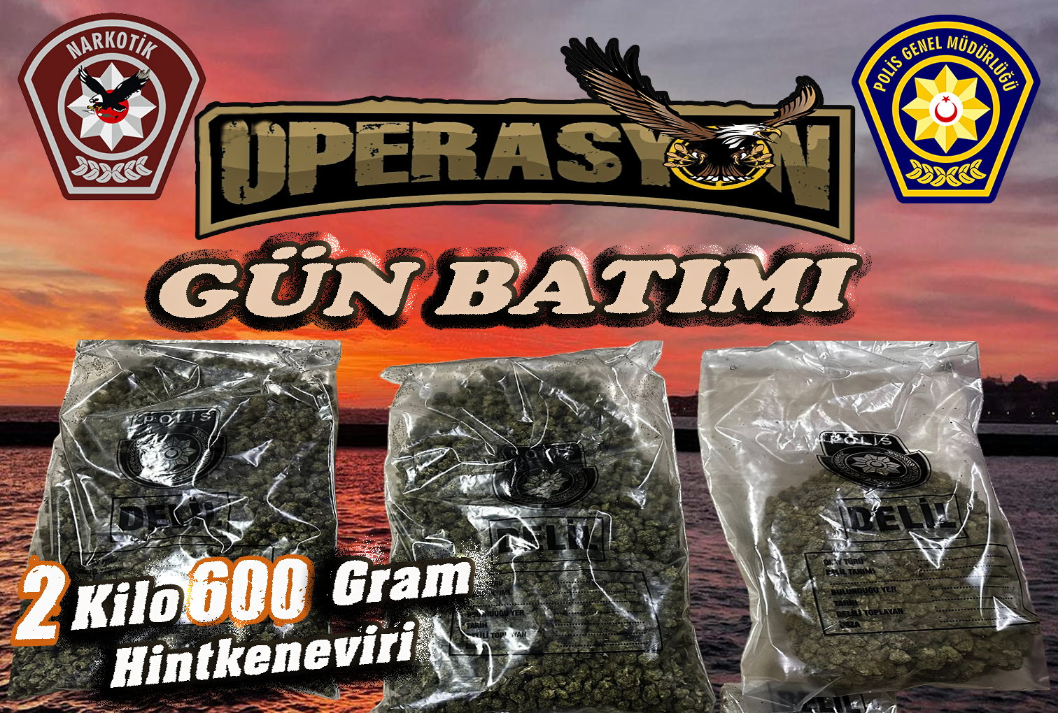 Kadın torbacıya “Gün Batımı Operasyonu”: 2 Kilo 600 gram uyuşturucu ele geçirildi