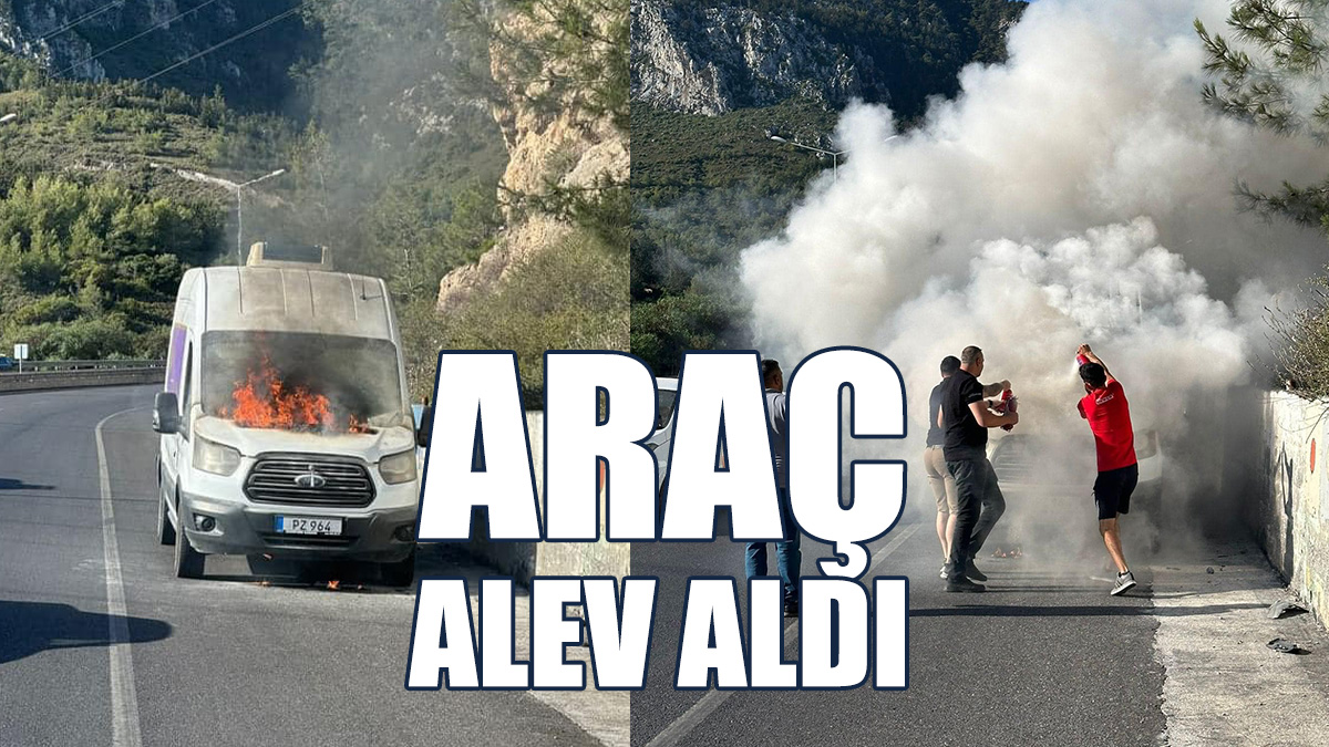 Girne Lefkoşa Ana Yolunda Araç Yangını...