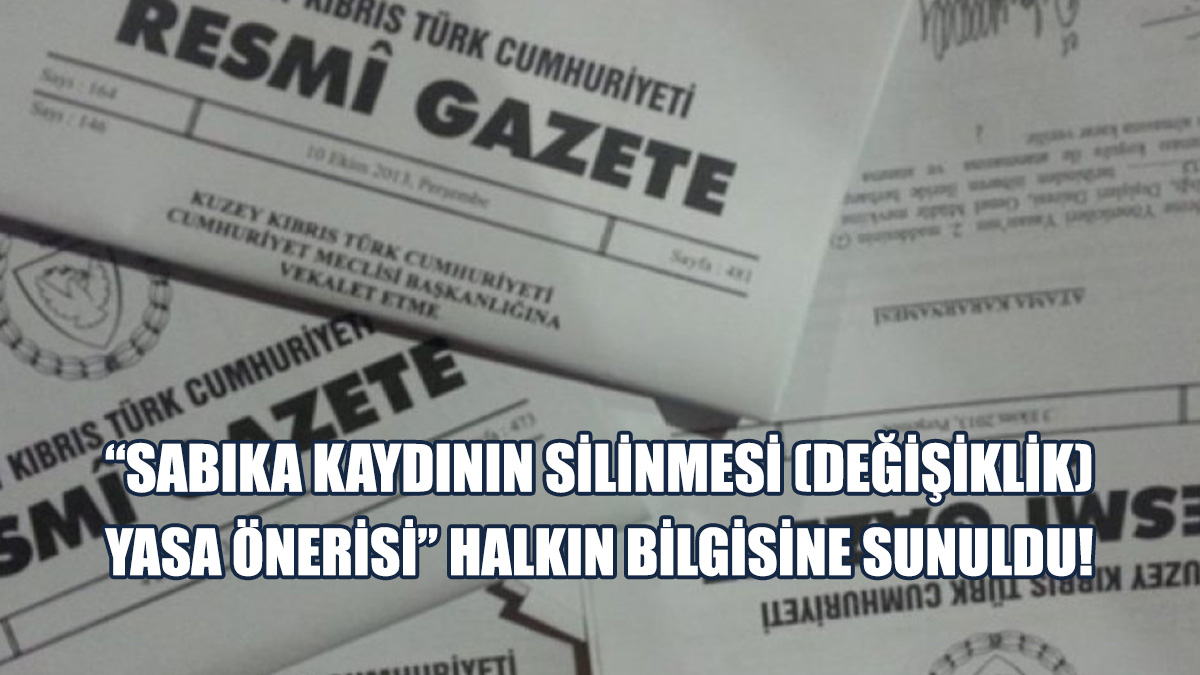 Yasa Önerisi Resmi Gazete’de Yayımlandı
