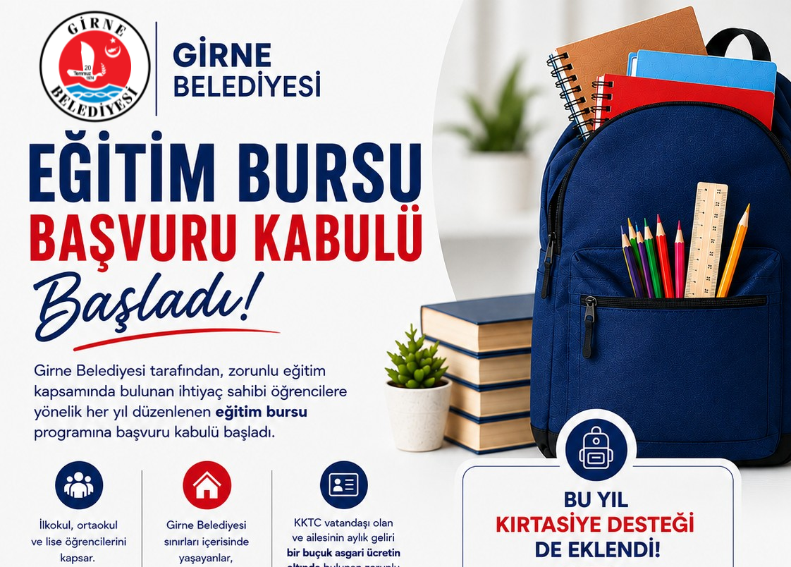 Girne Belediyesi’nin İlk ve Orta Eğitim Bursu için başvurular başladı