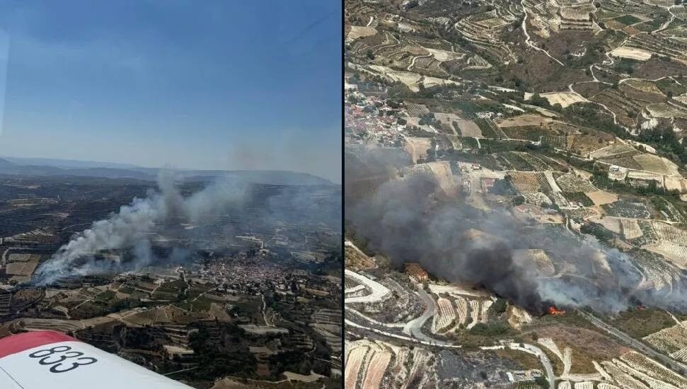 Omodos bölgesinde çıkan yangın kısa sürece kontrol altına alındı