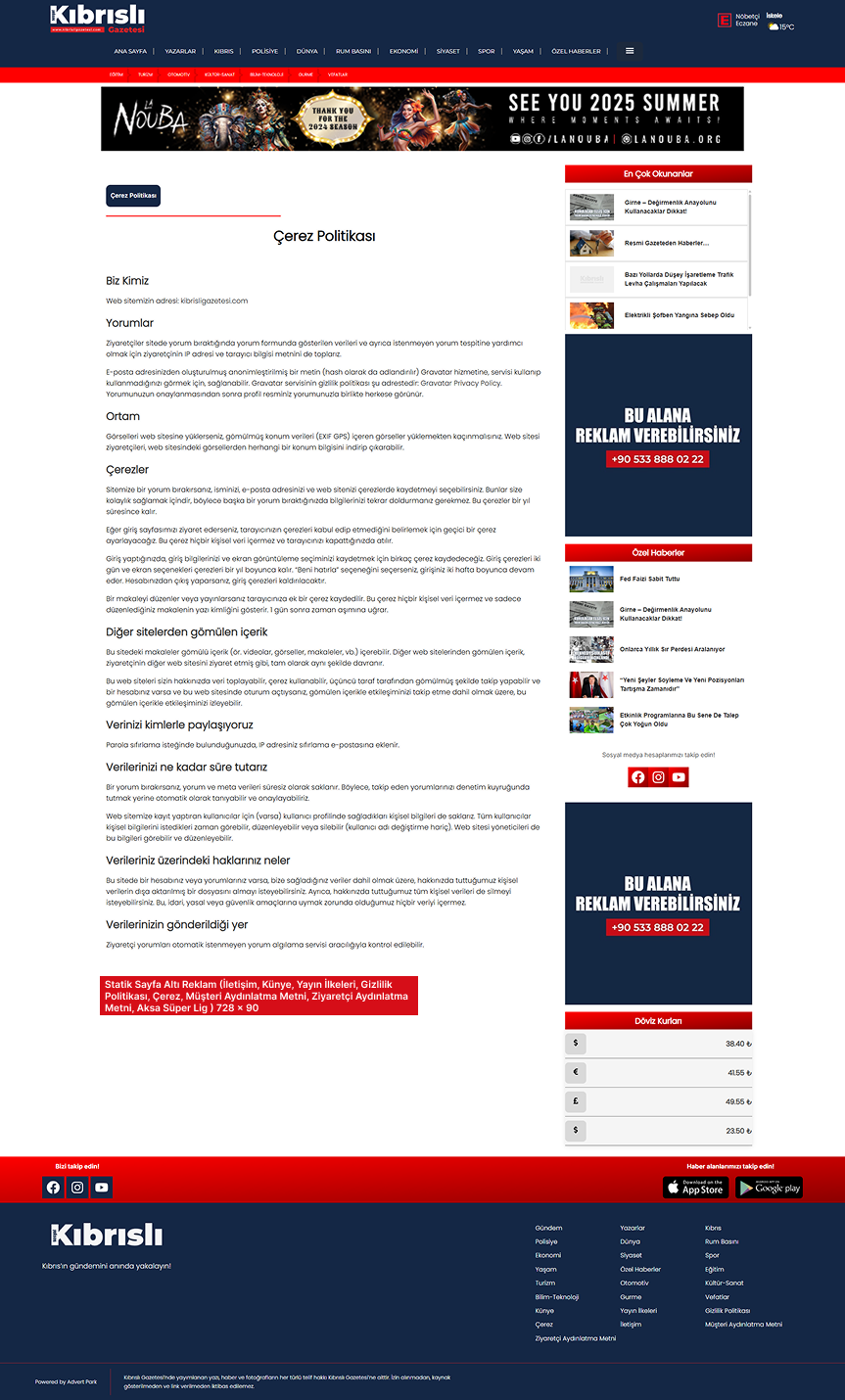 Sidebar Reklam Alanı